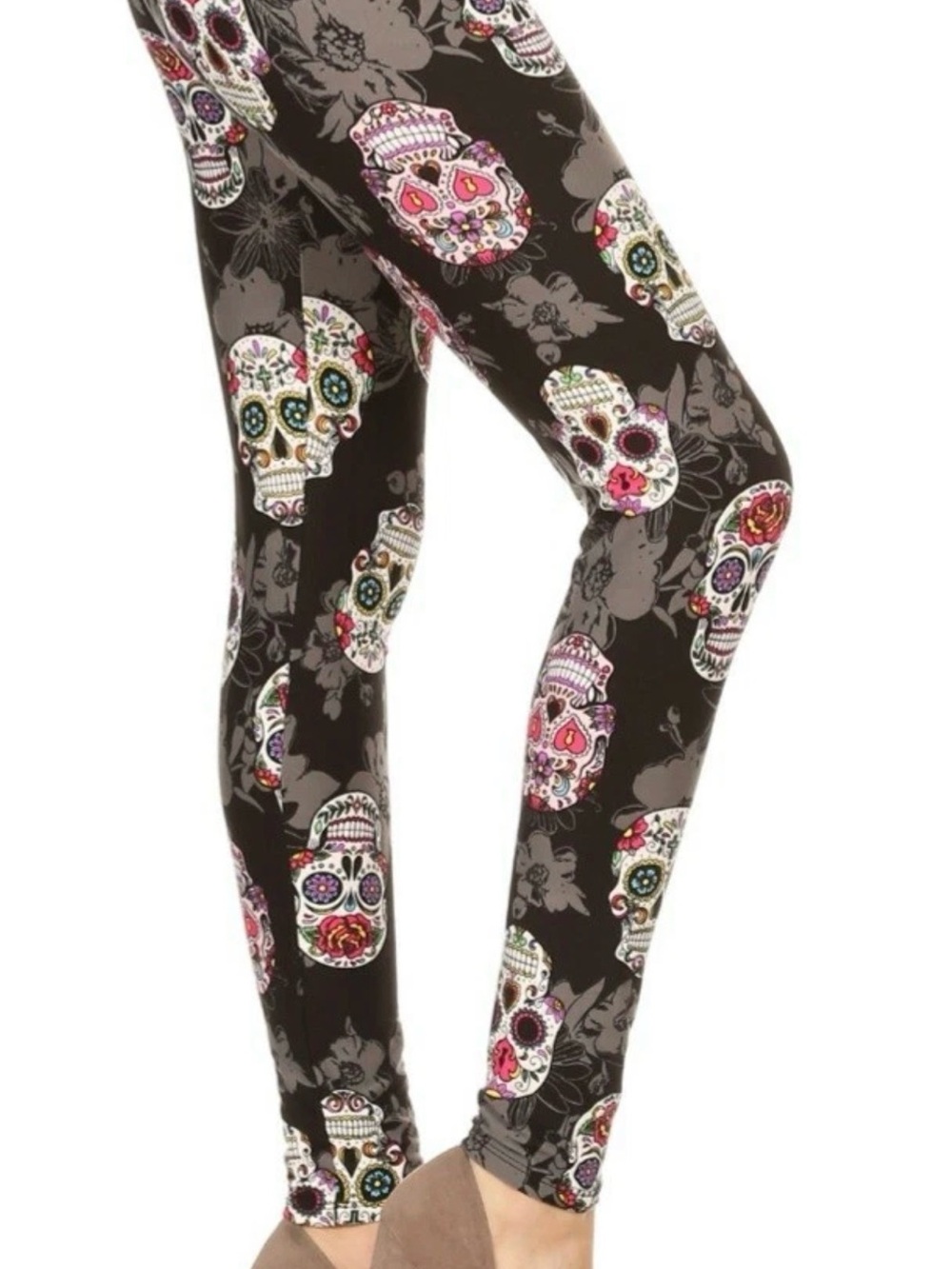 Leggings Depot Black Sugar Skull Print Leggings